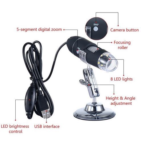 1600X Digital Microscope LED USB - Mikroskop Digital dengan Bracket