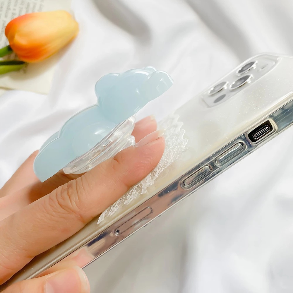 Ring Holder Hp Bentuk Beruang 3D Transparan Untuk Samsung / Xiaomi