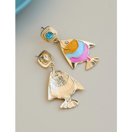 LRC Anting Tusuk Fashion Color Alloy Diamond Goldfish Stud P58692