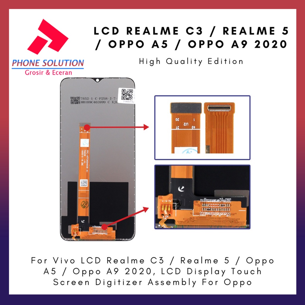 LCD Realme C3  LCD Realme 5i  LCD Oppo A5  LCD Oppo A9 2020 Universal Fullset Touchscreen - Parts Kompatible Dengan Produk Oppo // Supplier LCD Realme C3 - Garansi 1 Bulan