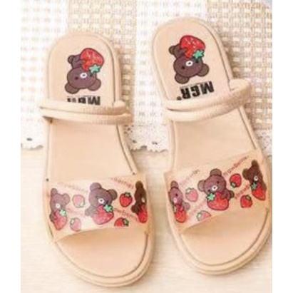 [NEW] Sandal Selop Jelly Wanita Transparan Bear Beruang Strawberry Empuk Cantik Imut Lucu MGR Mokaya Balance (1205)/ Size 36-40