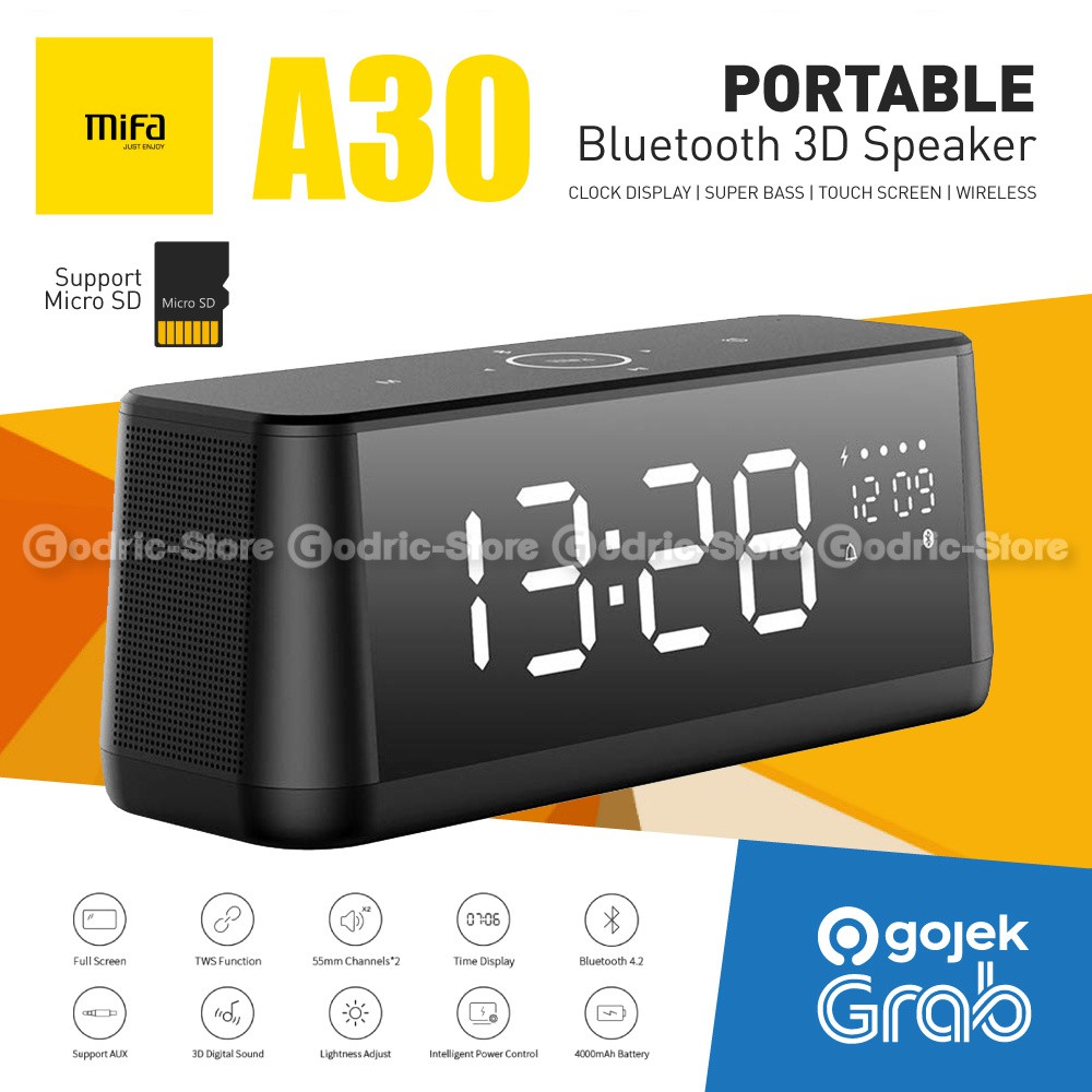XIAOMI MIFA A30 GARANSI Bluetooth Speaker Jam Meja Digital Alarm Portable Touch Screen A 30