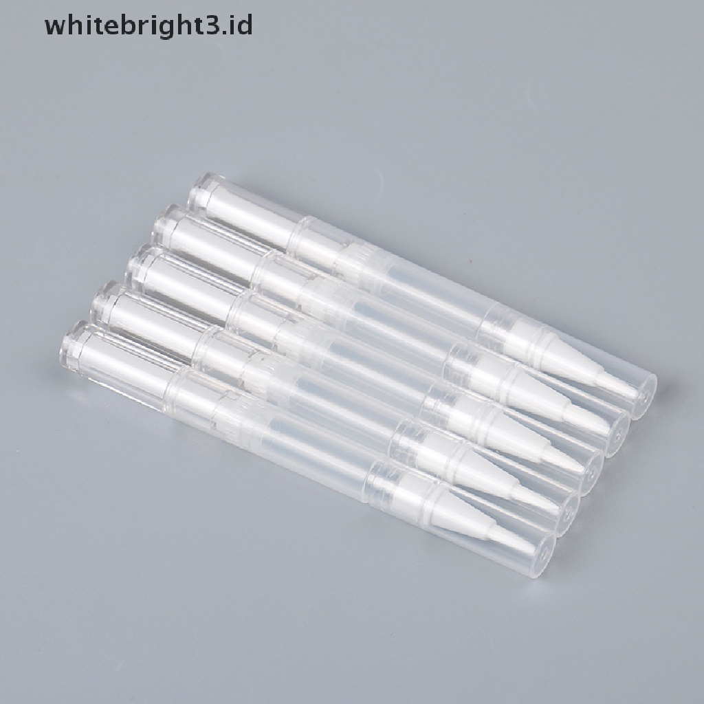 {whitebright3.id} 5pcs 3ml Travel Empty Twist Pen With Brush Cosmetic Container Nail Oil Lip Balm ,