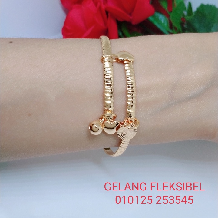 Gelang Tangan Bangle Fleksibel Wanita Titanium Xuping Perhiasan Aksesoris Lapis Emas Anti Karat