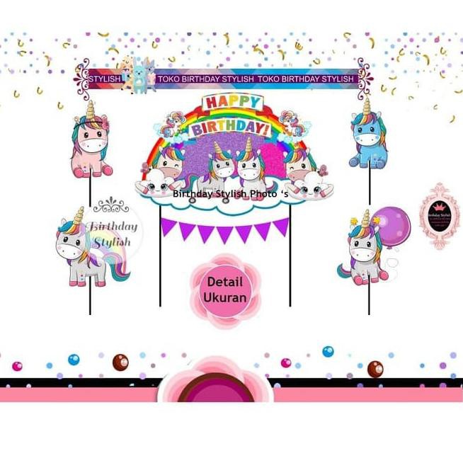 Vc8 Topper Kue Unicorn Hiasan Kue Ulang Tahun Background Kue Pegasus Shopee Indonesia