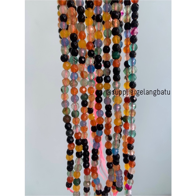 bahan multicolour onyx cutting 4mm natural corak akik alam faceted