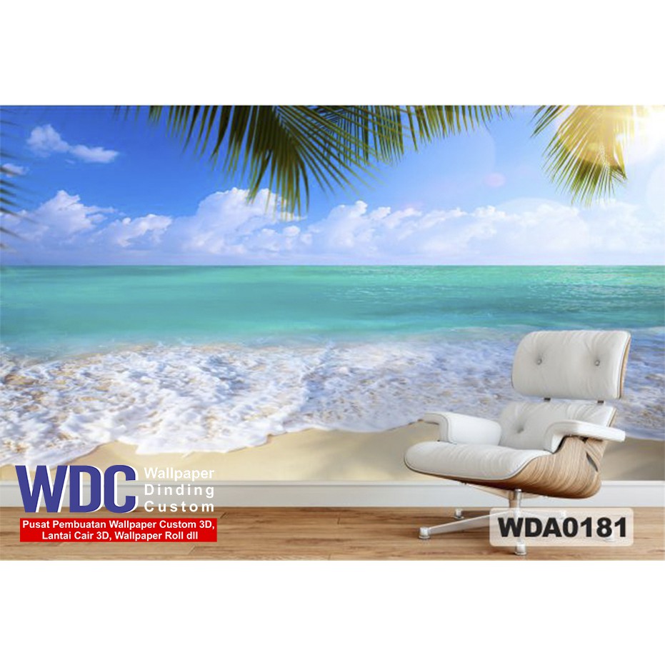 wallpaper custom pantai 3d, wallpaper pantai 3d, wallpaper dinding custom, wallpaper 3d murah