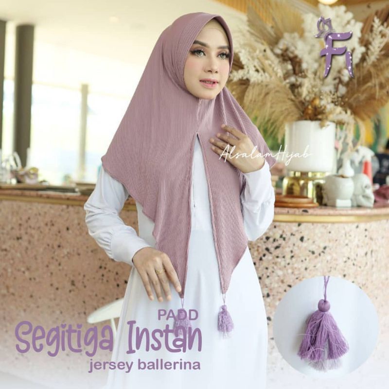 JILBAB SEGITIGA JERSEY INSTAN PAD PLISKET/HIJAB SEGITIGA INSTAN