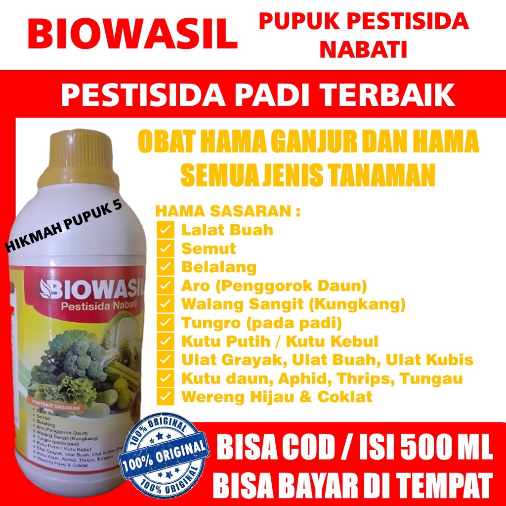 PROMO BIOWASIL Pestisida Nabati Obat Hama Ganjur Semua Jenis Tanaman, Sayuran, Buah-buahan, dll Ampu