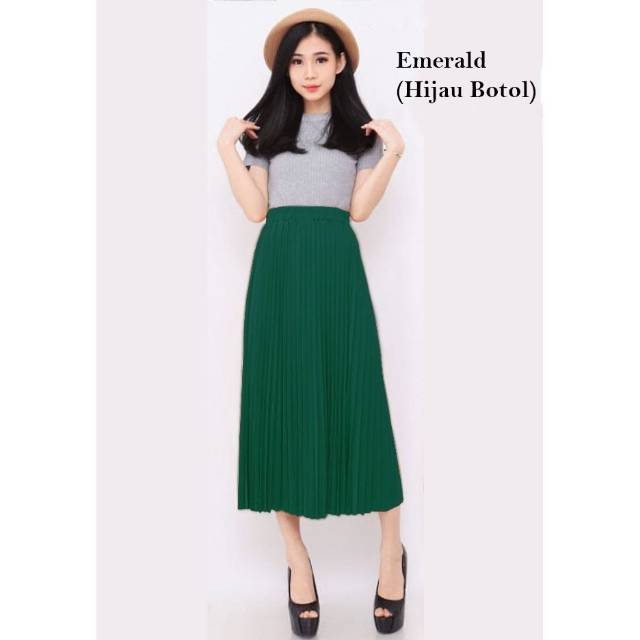 Rok plisket sebetis - Rok wanita pleated skirt 7/8