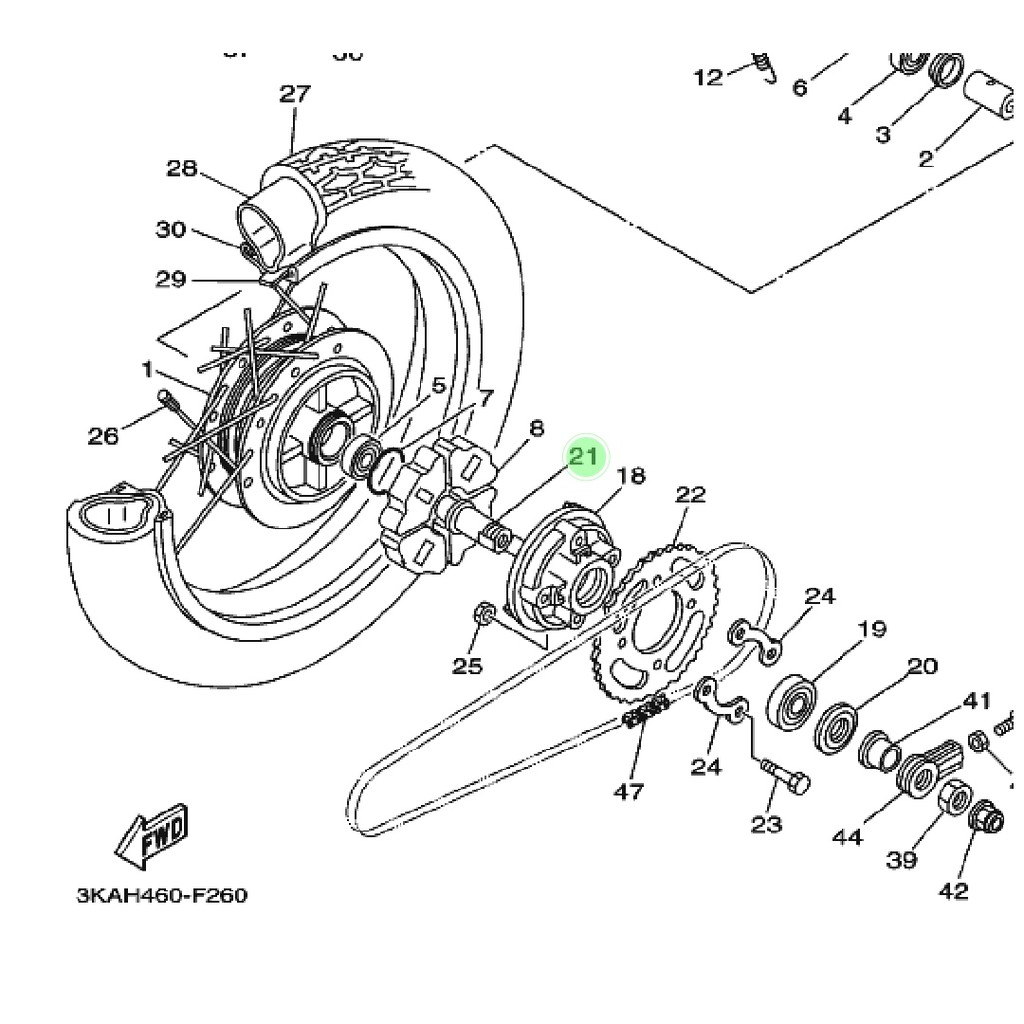 BOSH BUSH BOS NAP GIR GEAR BELAKANG RXKING RX KING RT115 ORIGINAL YGP 29N-25387-00