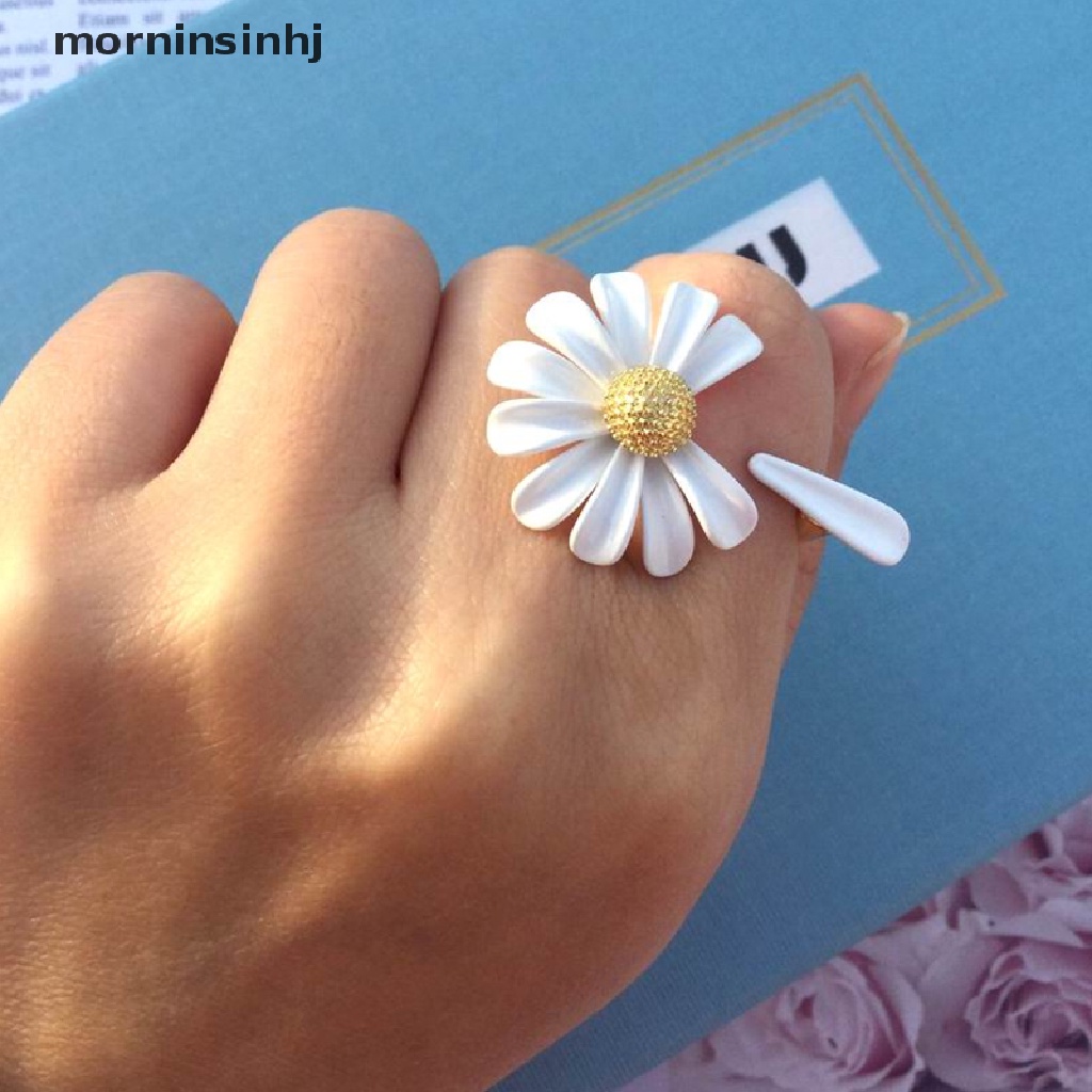 Mor Cincin Bunga Daisy Boho Model Terbuka Adjustable Untuk Wanita