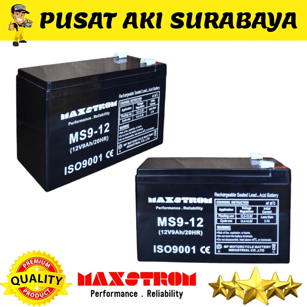 MAXSTROM 12 VOLT 9 AMPER ACCU VRLA UPS AKI KERING 12V 9AH BATERAI SPRAYER BATTERY TIMBANGAN EMERGENCY LAMP MOBILAN ANAK PLIKO PMB UNIKID YUKITA