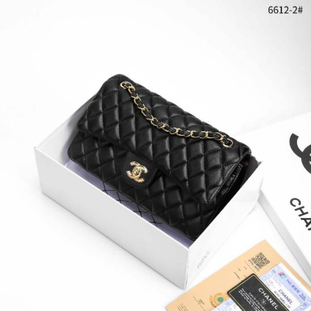 *_CHANEL CLASSIC FLAP GHW LAMBSKIN WITH BOX 6612-2_