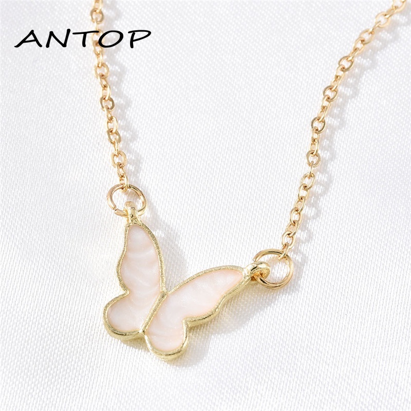 Korea Kalung Kupu-kupu Manis Warna Kalung Fashion Liar Necklace ANTOP