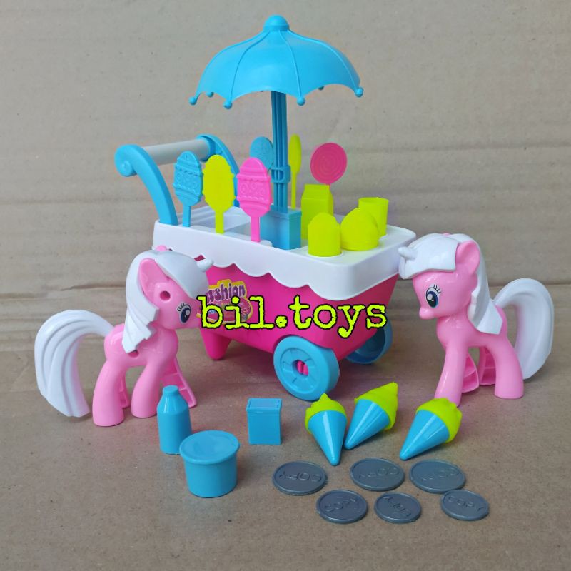 FI503 GEROBAK DORONGAN ES KRIM KUDA PONI TROLI THE LITTLE PONY THE SWEET ICE CREAM