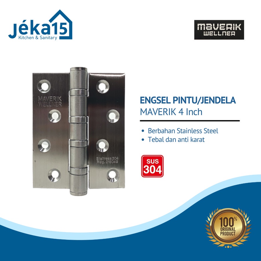 ENGSEL MAVERIK WELLNER | ENGSEL JENDELA 4 INCH | ENGSEL PINTU | STAINLESS STEEL