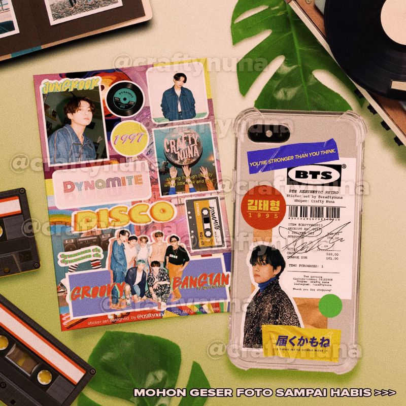 (BT-012) Taehyung in Paris DIY Aesthetic Vintage Sticker Set DYNAMITE RETRO bts stiker kpop case hp deco