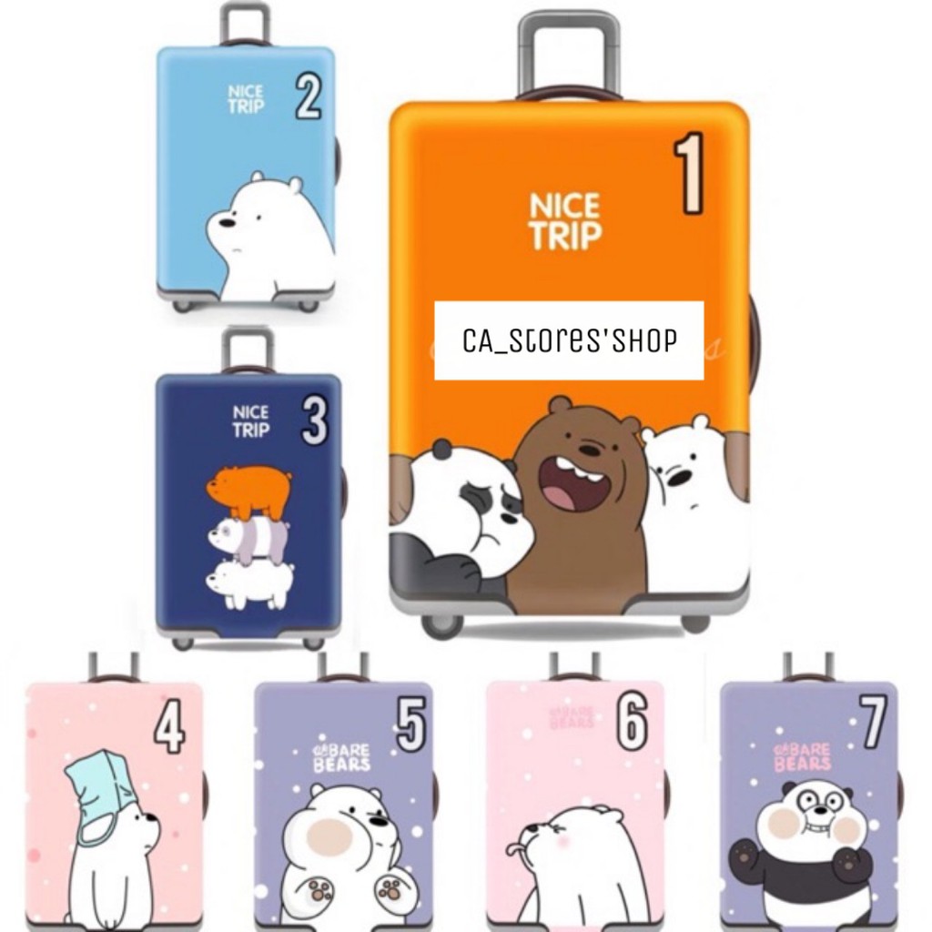 Elastic Luggage Cover We Bare Bears Sarung Pelindung Koper Size S M L XL