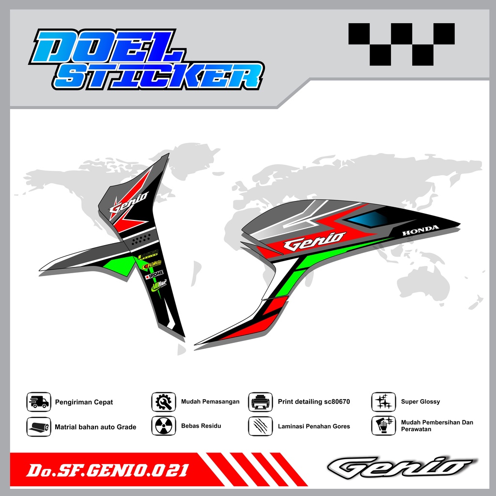 Sticker Striping Variasi Genio List Variasi Hologram , Crome Doel 021