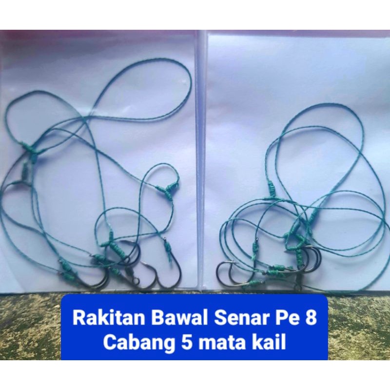 Rakitan Pancing Bawal Senar Pe Cabang 5 mata kail Pe 8 x 8
