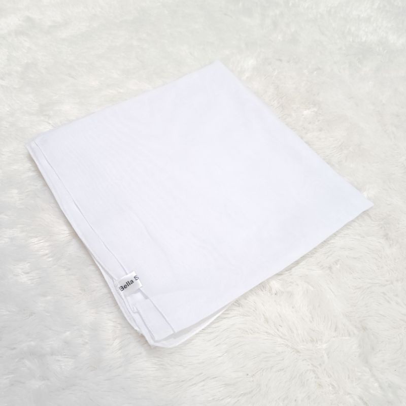 Jilbab Bella Square Laser Cut Original Polycotton PREMIUM Kerudung Segi Empat-Neci WHITE