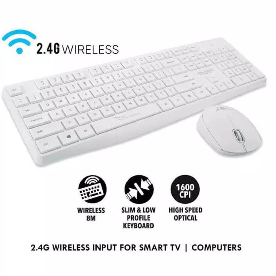 Keyboard Mouse Set wireless Black For Pc Laptop Smart Tv putih