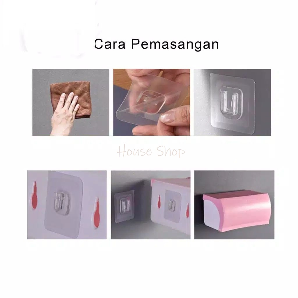 HS-0164 Gantungan Hook Tempel Socket Sepasang - Gantungan Plus Minus Serbaguna