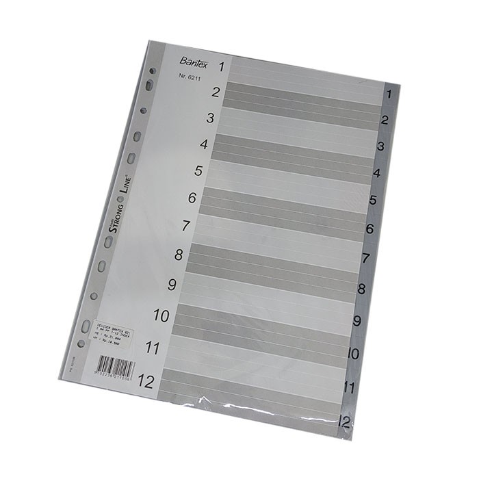 

Tokotab - Devider Bantex 6211 A4 PP 1-12 INDEX GREY