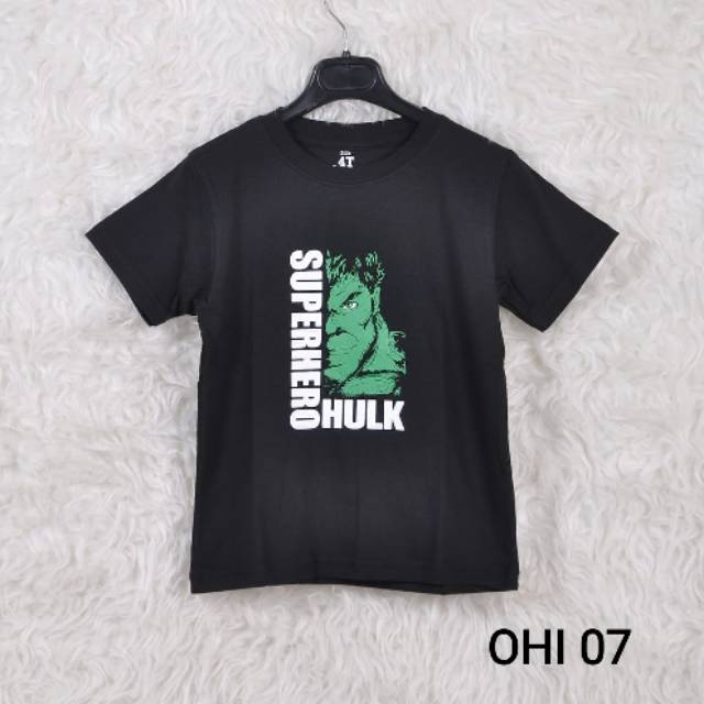 Kaos Anak Balita Superhero Hitam Motif Hulk