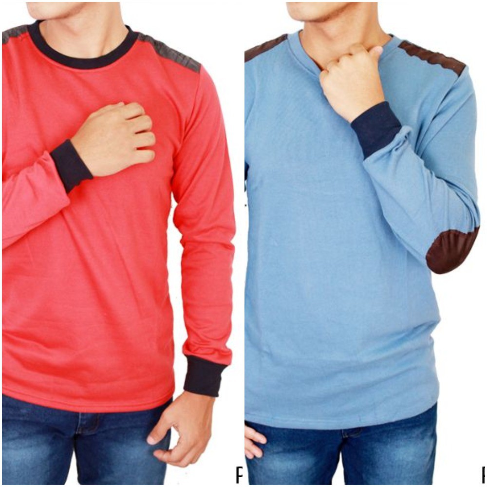 Sweater Pria Lengan Panjang Leather Patch / Long Sleeve Pria (COMB)