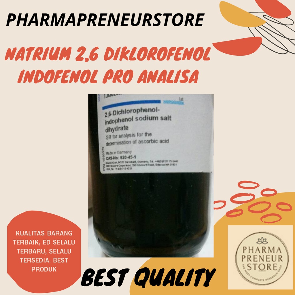 NATRIUM 2,6 DIKLOROFENOL INDOFENOL / 2,6 DICHLOROPHENOL INDOPHENOL SODIUM SALT DIHYDRATE PRO ANALISA PER 1 GRAM BEST QUALITY