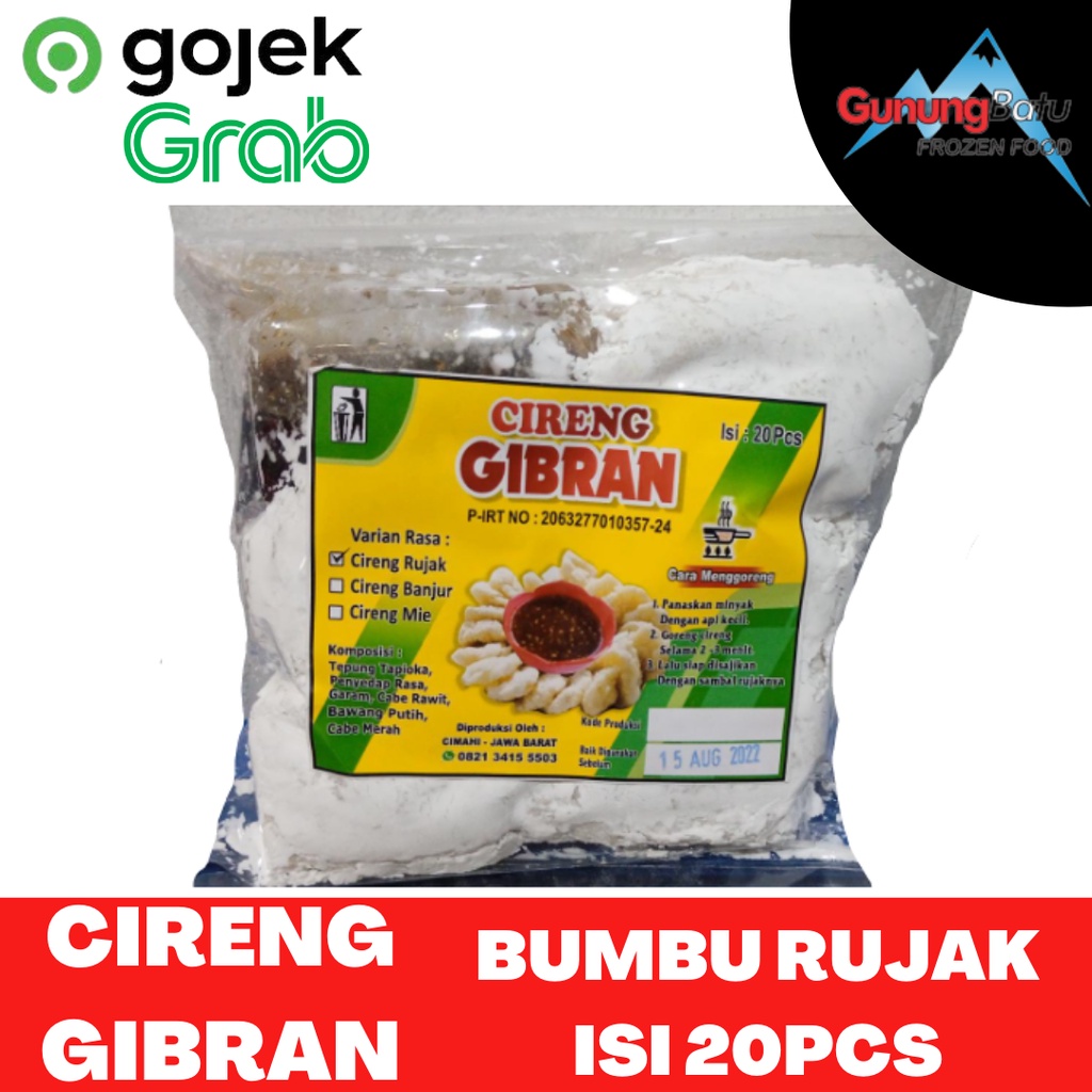 

GIBRAN CIRENG BUMBU RUJAK ISI 20PCS / LARIS CIRENG BUMBU RUJAK