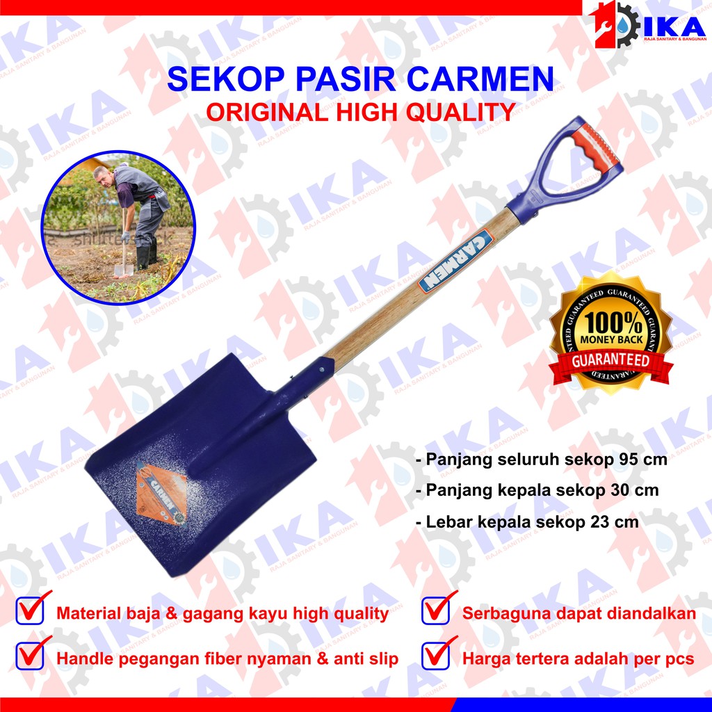 Sekop CARMEN ORIGINAL 100%  Biru / Sekop Besar Export Quality Sekop Carmen SKOP RATA PAPAK FULL BESI / SEKOP PASIR