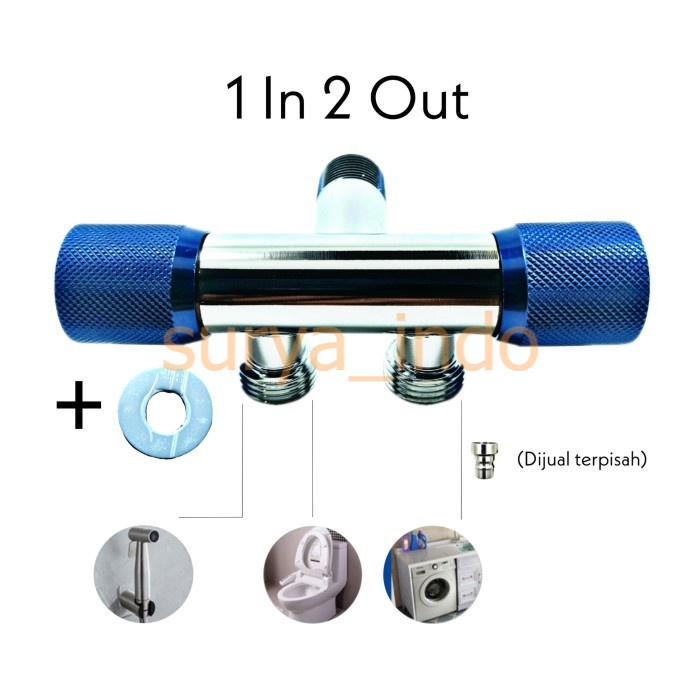 KERAN AIR CABANG 1/2&quot; STOP KRAN TOILET SHOWER STOPKRAN DOUBLE CABANG 2