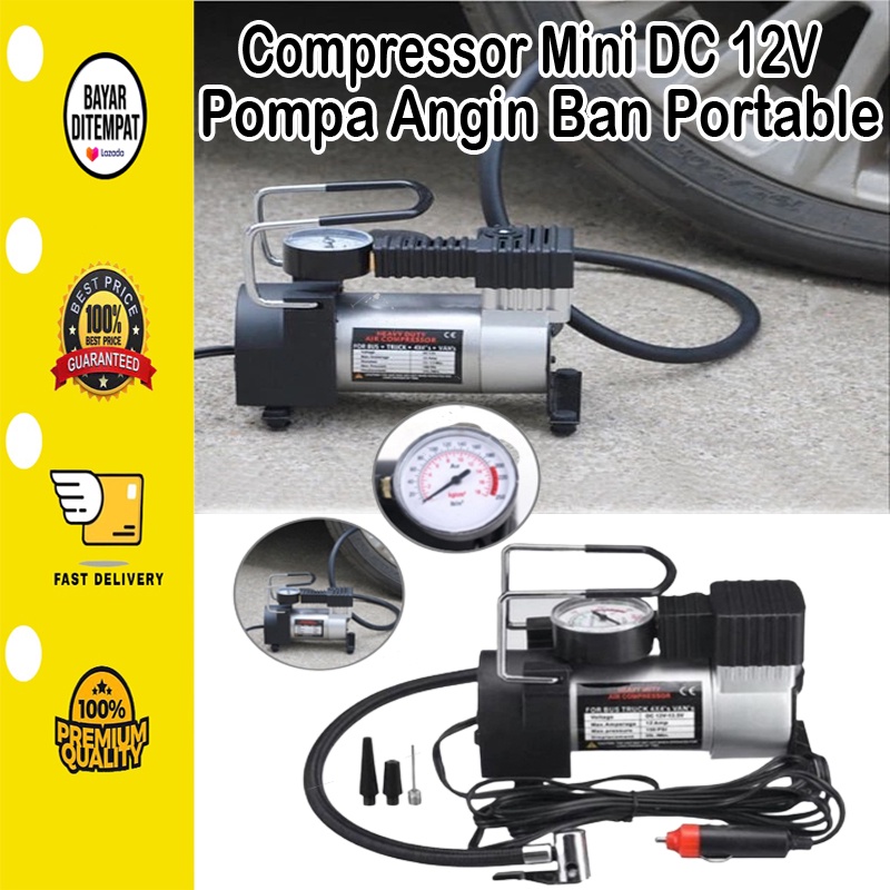 [BISA COD] Pompa Ban Elektrik Air Compressor Mini DC 12V Pompa Angin Ban Portable Udara Listrik Mobil Motor Sepeda Bola Kolam Kasur Perahu Karet