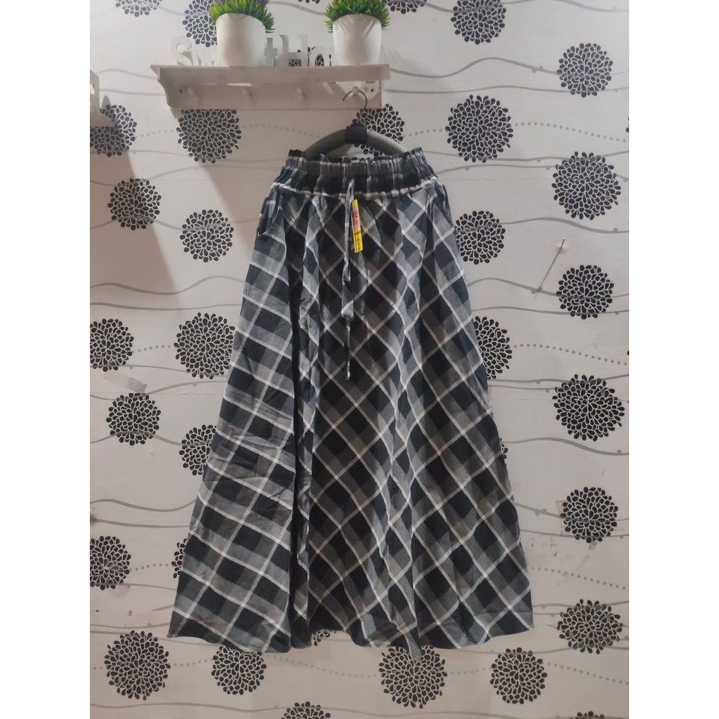ROK FLANEL IMPORT PANJANG/ROK TARTAN/ROK KOTAK PAYUNG-Ah