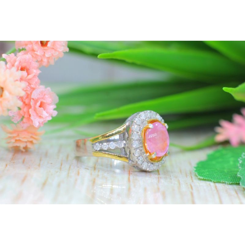 Cincin Wanita Natural Pink Star Sapphire
