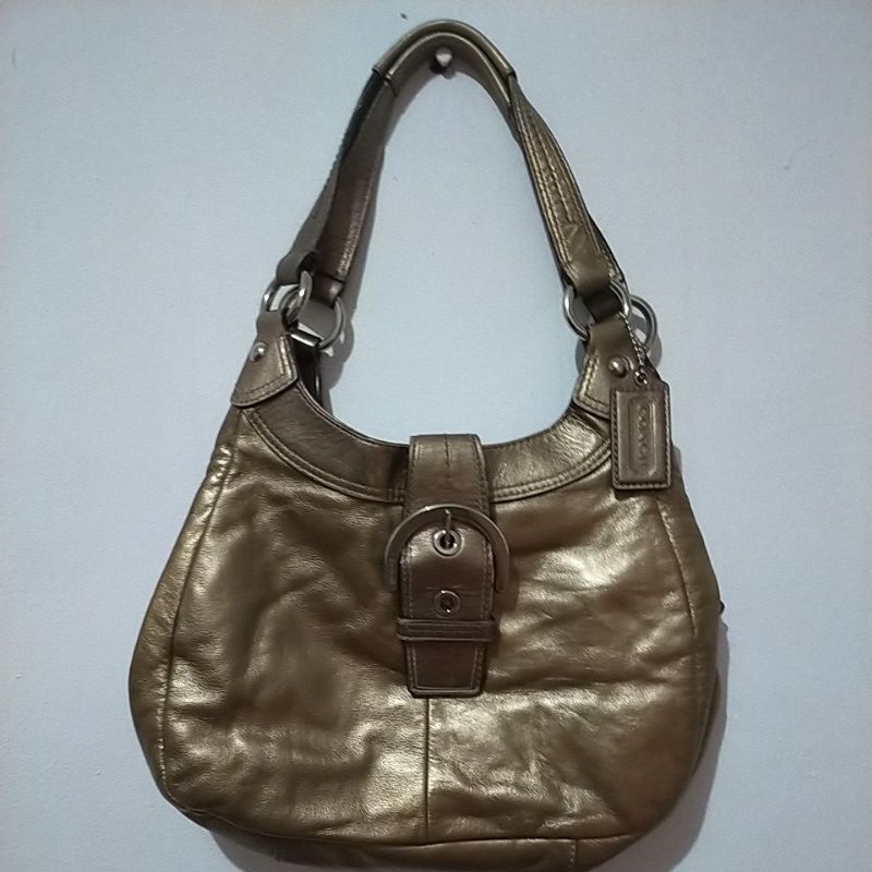 Coach Soho Leather Gold Hobo Buckle Handbag Shoulder Bag F17219