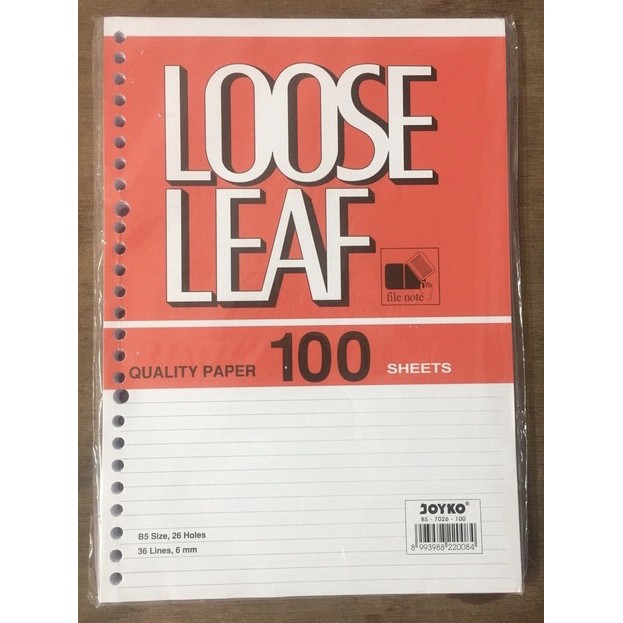 

Isi Kertas Binder - Kertas File - Kertas Note Loose Leaf/Kertas File B5 100Lmbr Joyko Produk Terbaik