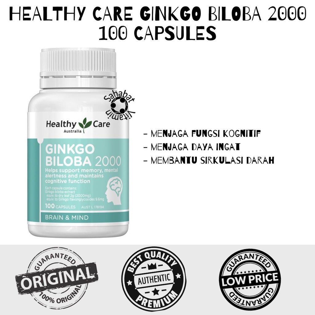 Jual Healthy Care Ginkgo Biloba 2000 100 Capsules Vitamin Otak Peredaran Darah Ginkgo