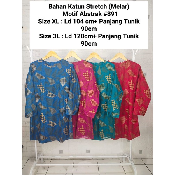 Cyn Atasan Tunik Wanita Jumbo  Katun Stretch (Melar) Motif Abstrak #891