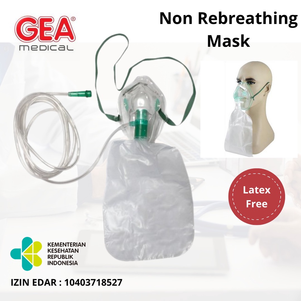 Masker Oksigen Reservoir / Non Rebreathing Mask Dewasa GEA - NR