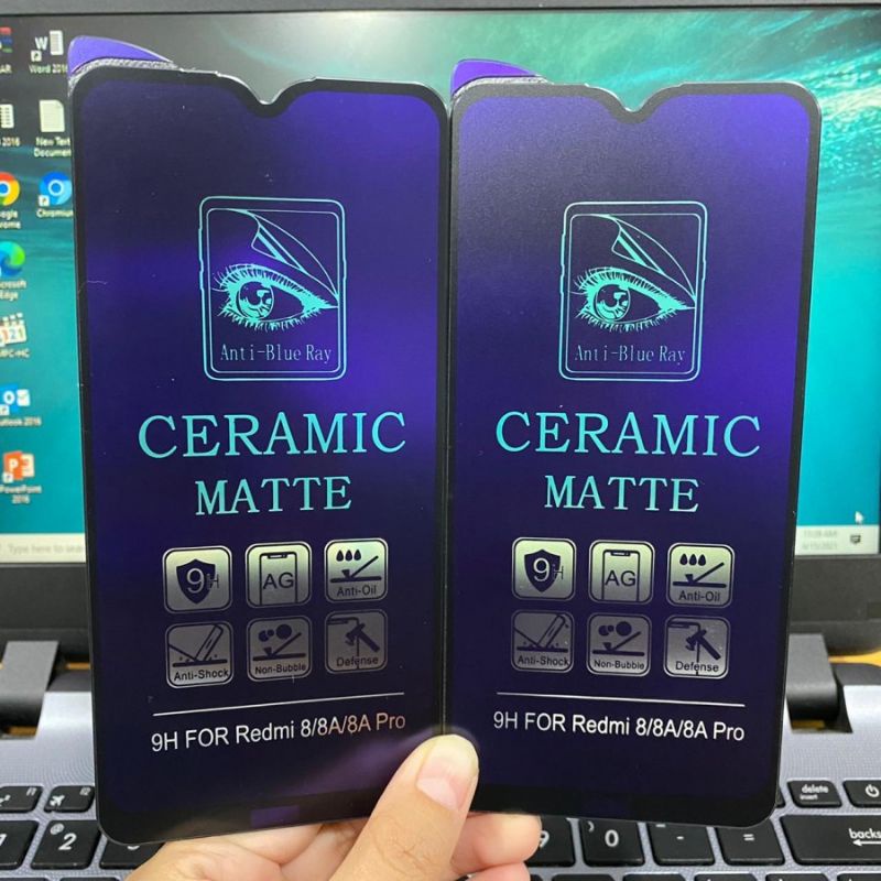 Xiaomi Redmi 8A/Redmi 8 Anti Gores Blue Tempered galas Ceramic Blue Rey Screen pelindung Layar Hp