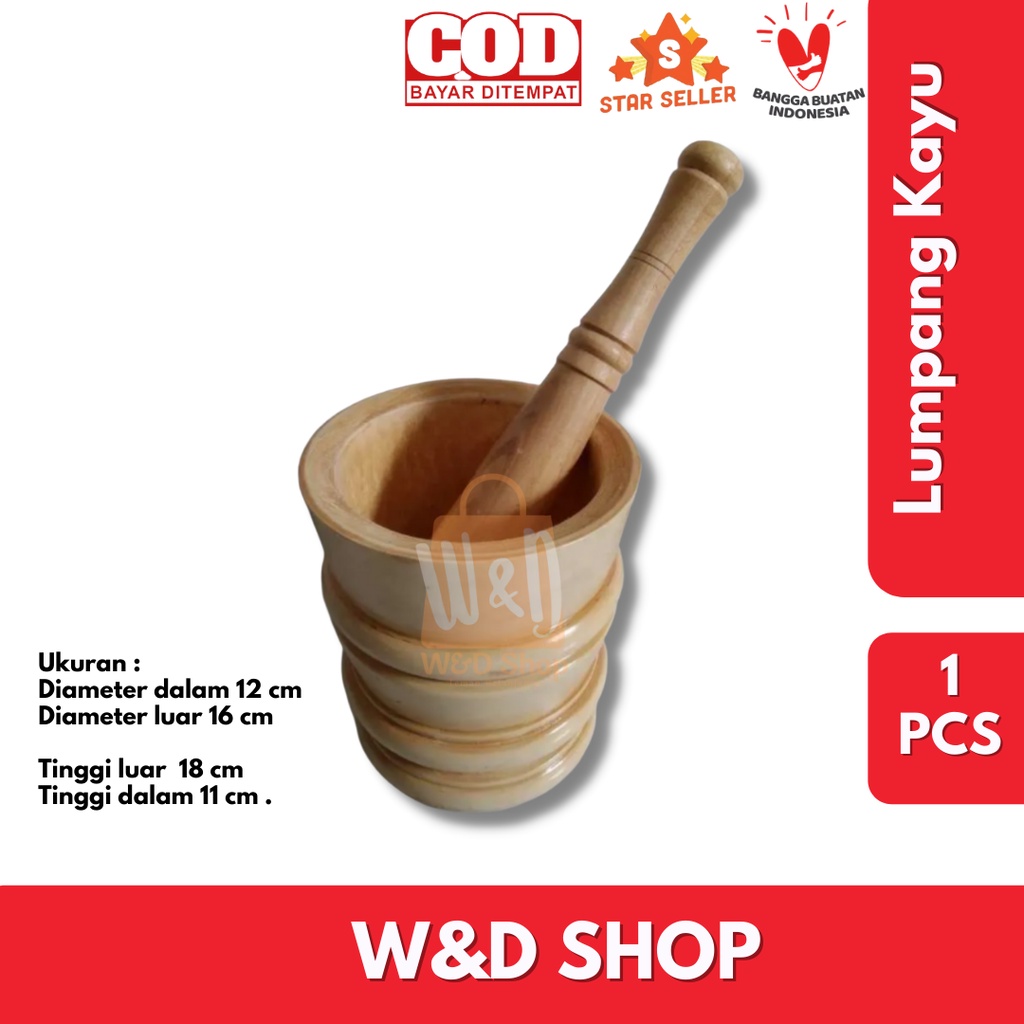 Lumpang Kayu Alat Penumbuk Rujak Beras Bumbu/alat tumbuk kayu