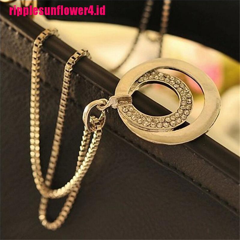 Kalung Rantai Panjang Lapis Silver Dengan Liontin Kristal Berlian Imitasi Untuk Wanita
