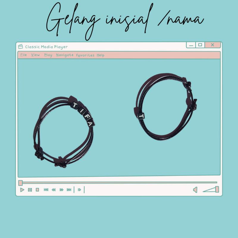 GELANG TALI COUPLE INISIAL HURUF BULAT (A-Z) / GELANG TALI NAMA/GELANG HURUF