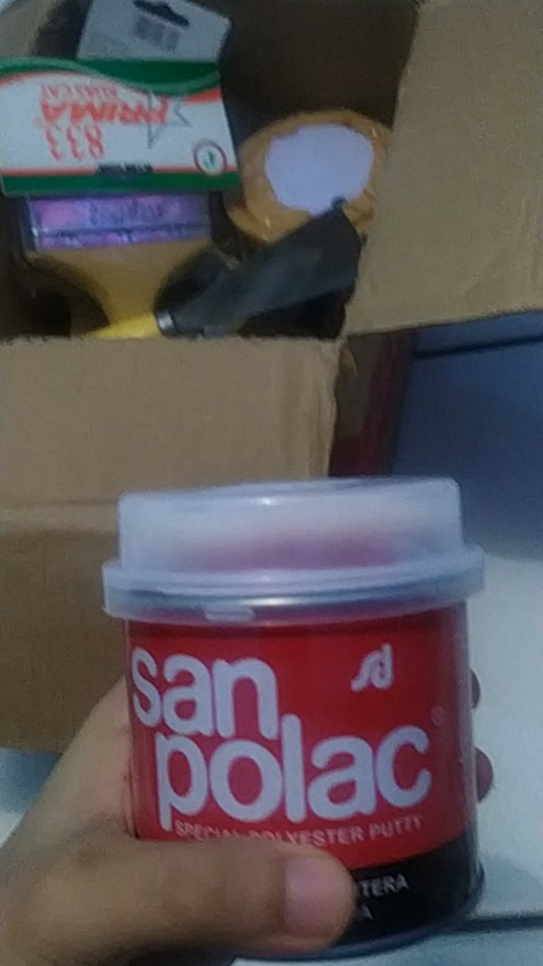 Dempul Sanpolac 250 Gr / Dempul Plastik 1/4 Kg Dempul Kayu Besi Mobil Motor Dengan Hardener