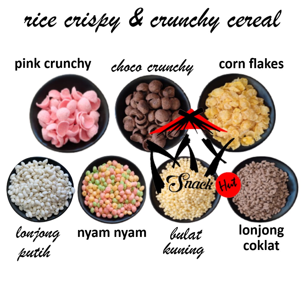 RICE CRISPY 250GR - BERAS KRISPI PUFF NYAM NYAM CORN FLAKES COKLAT PUTIH CHOCO CRUST JAR CRUNCHY JAR CRUNCHY LONJONG BULAT