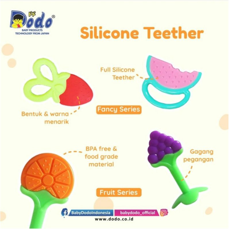 Dodo Silicone Teether BPA Free 4+ Month / Gigitan Bayi Silikon Non Toxic / Mainan Gigitan Bayi Silicone